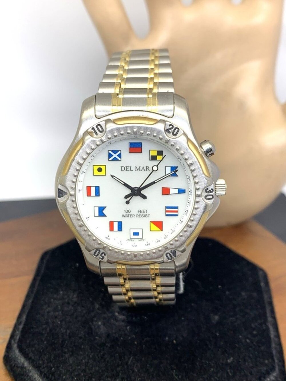 Del Mar Men's Watch Quartz Nautical Flag White Dial 2-Tone Stainless Steel 37mm